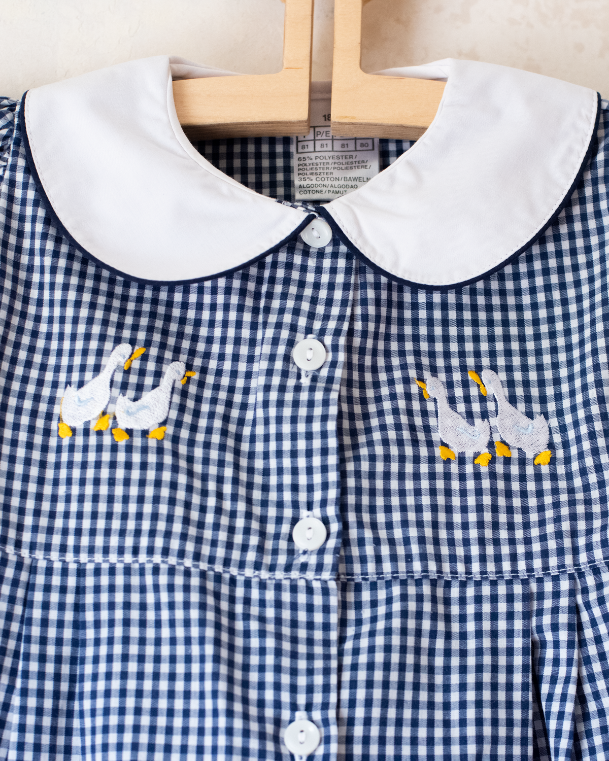 Plaid dress with embroidered geese | 12-18 months