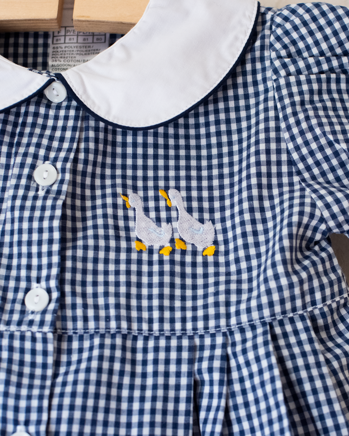 Plaid dress with embroidered geese | 12-18 months