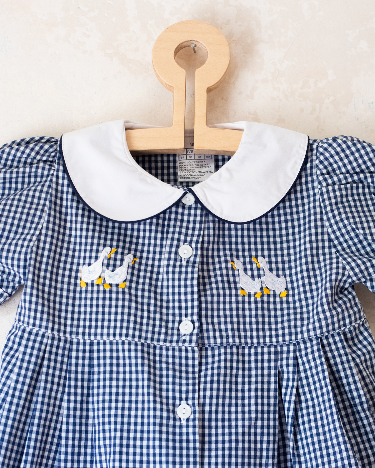 Plaid dress with embroidered geese | 12-18 months