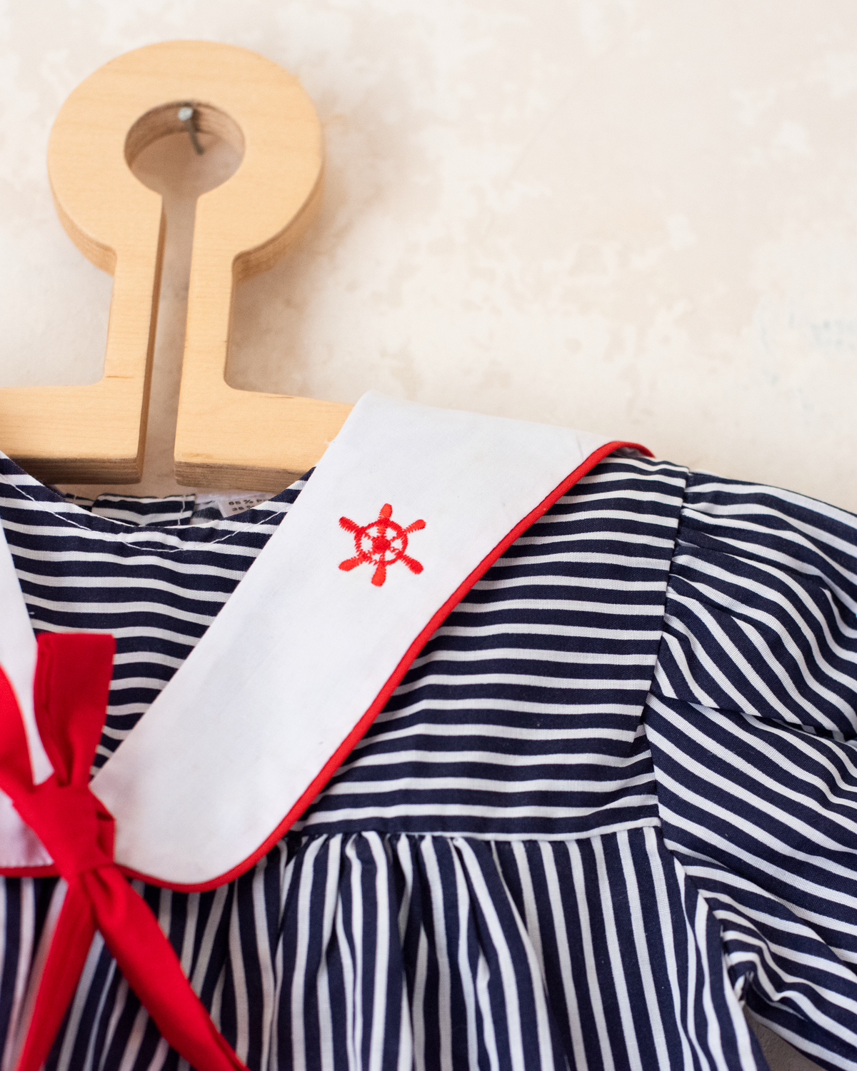 Sailor overalls with stripes and red bow tie | 12-18 months