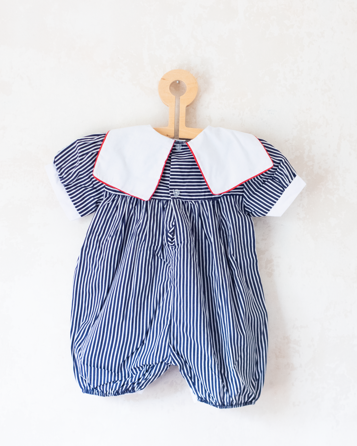 Sailor overalls with stripes and red bow tie | 12-18 months