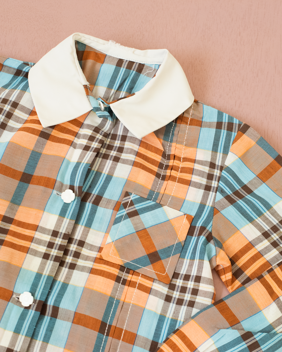 Plaid tunic from the seventies | 6-7 years