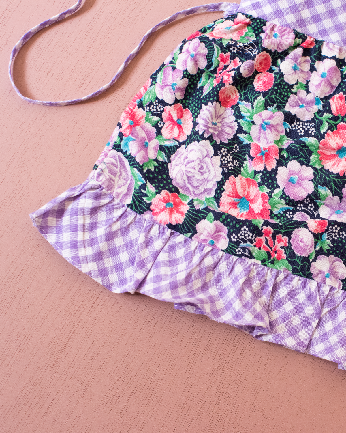 Romantic tunic with lace flowers and plaid | 9-18 months