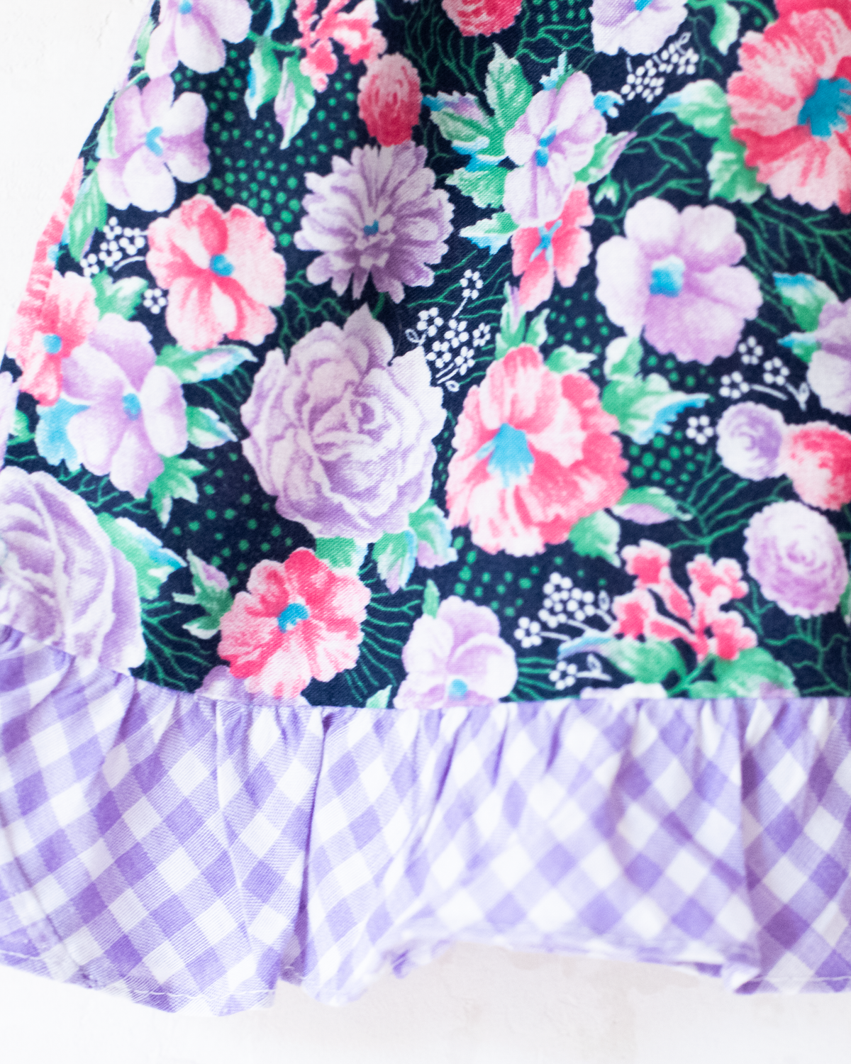 Romantic tunic with lace flowers and plaid | 9-18 months