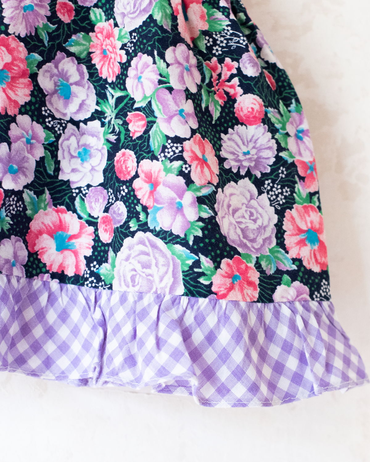 Romantic tunic with lace flowers and plaid | 9-18 months
