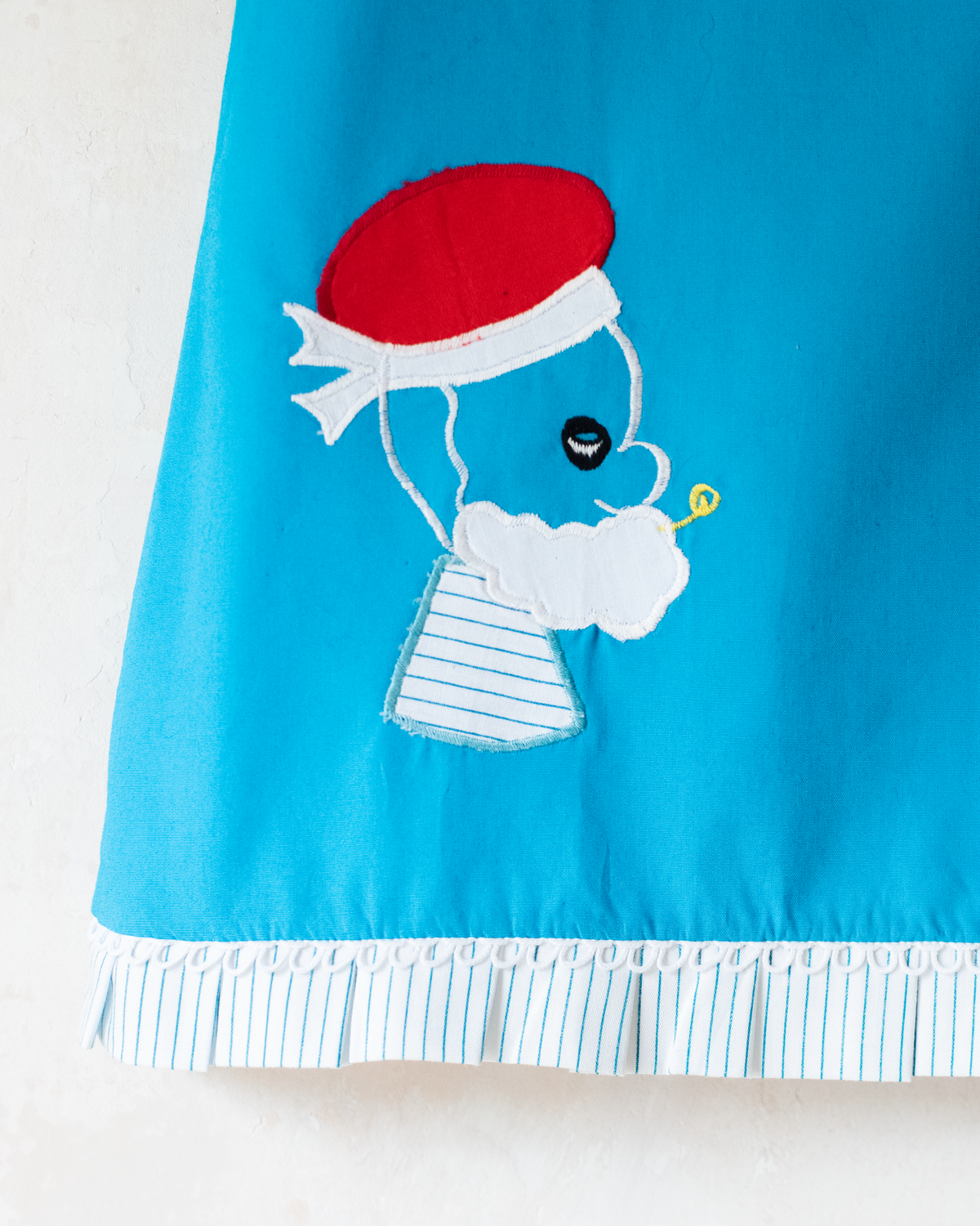 Light blue dress with adult embroidery and pipe | French dead stock | 18-24 months