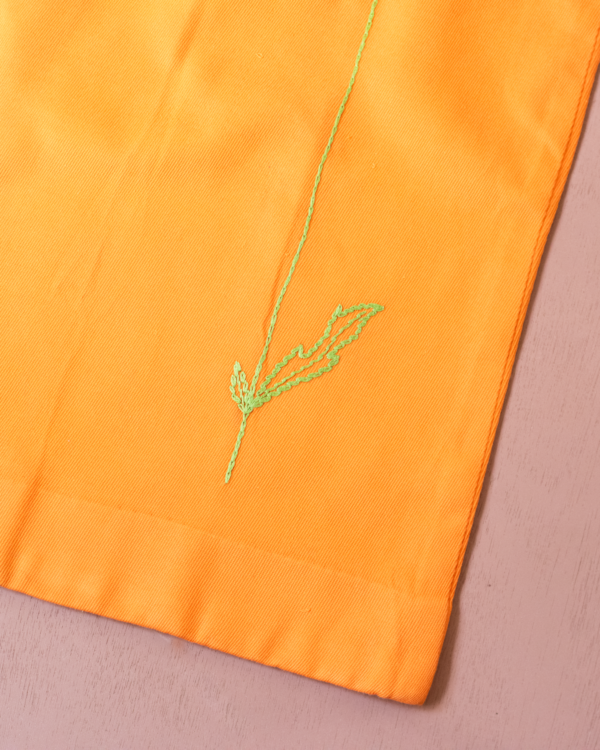 Orange dress with white flower embroidery | 12-18 months
