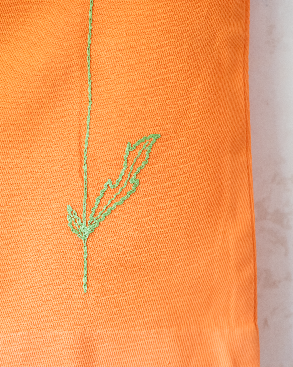 Orange dress with white flower embroidery | 12-18 months