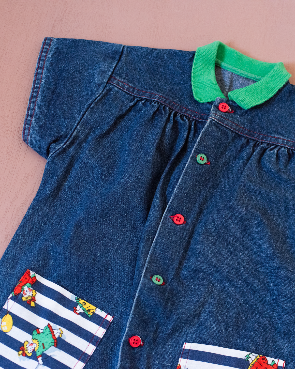 Denim overalls with children and balloons | 18-24 months