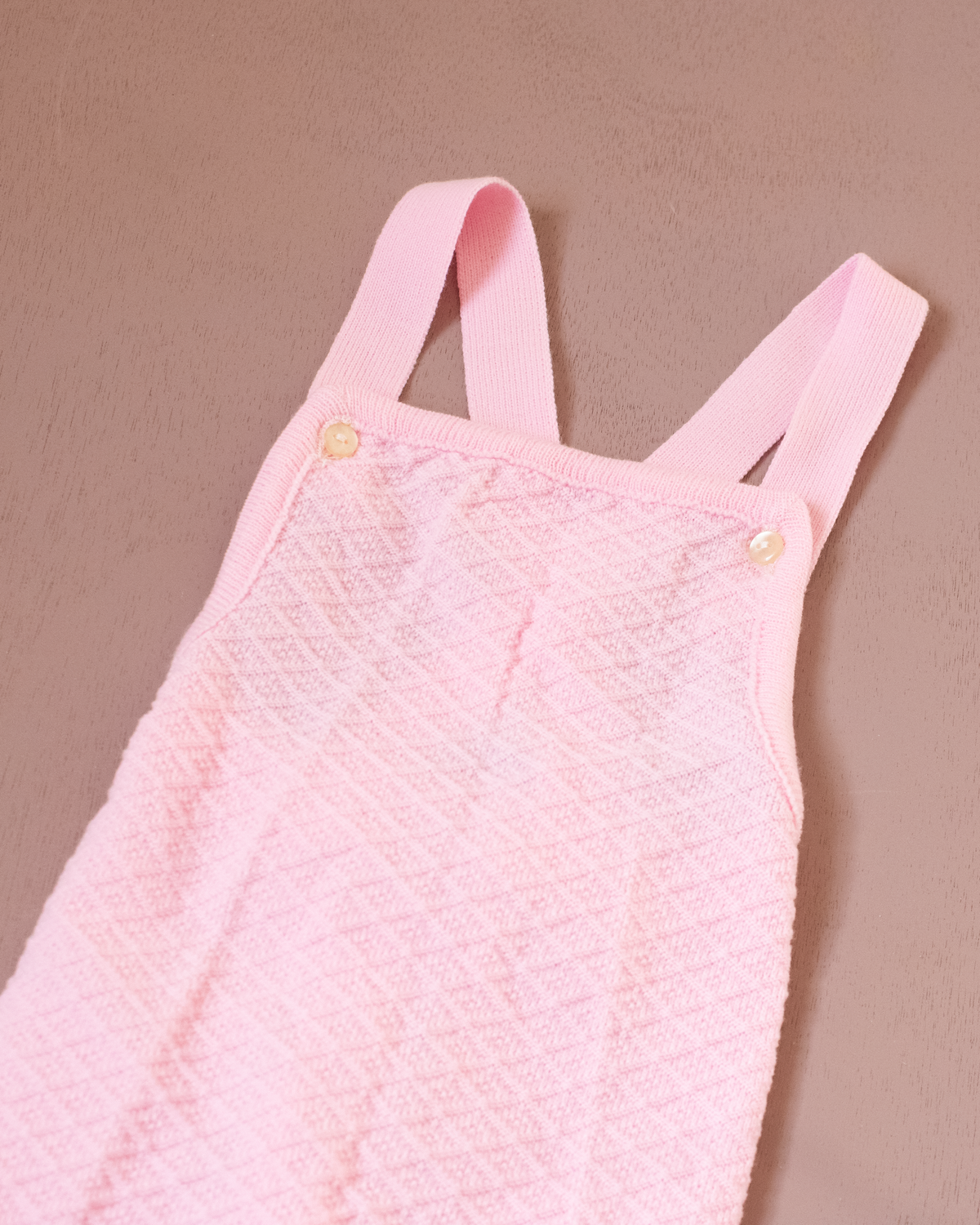 Pink knitted footed romper | French deadstock | 12-18 months