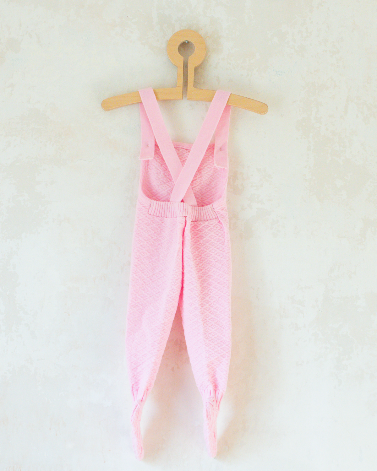 Pink knitted footed romper | French deadstock | 12-18 months