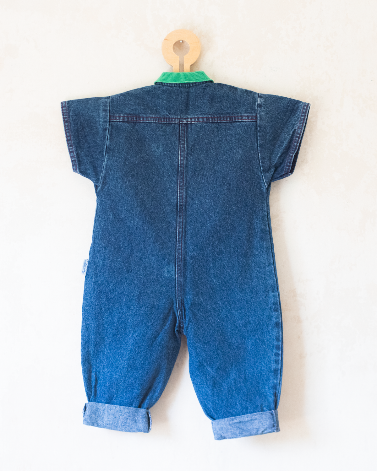 Denim overalls with children and balloons | 18-24 months