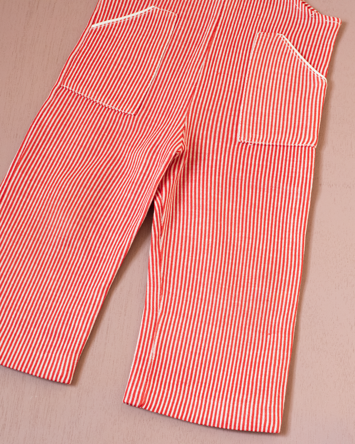 Red striped overall with sailor hat | 12-18 months
