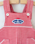 אוברול אדום עם פסים וכובע ימאים | 12-18 חודשים