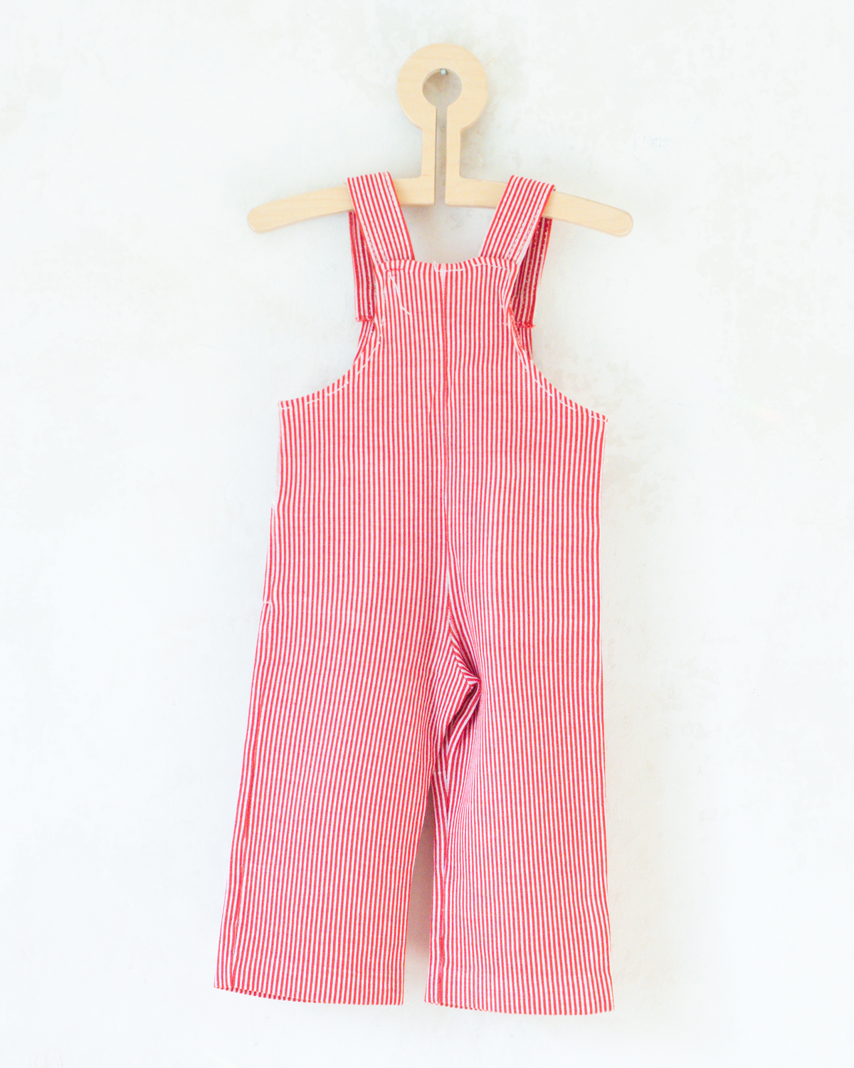 Red striped overall with sailor hat | 12-18 months