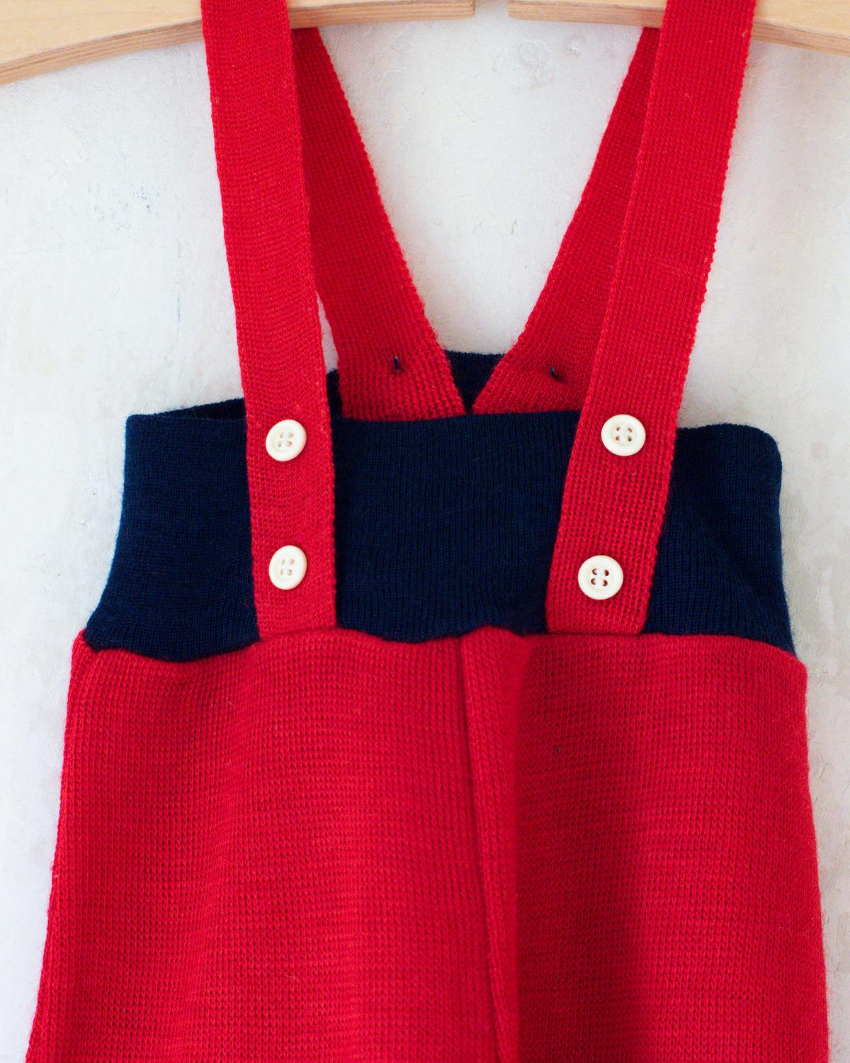 Knitted suspenders with a sailboat | French deadstock from the seventies | 3-6 months