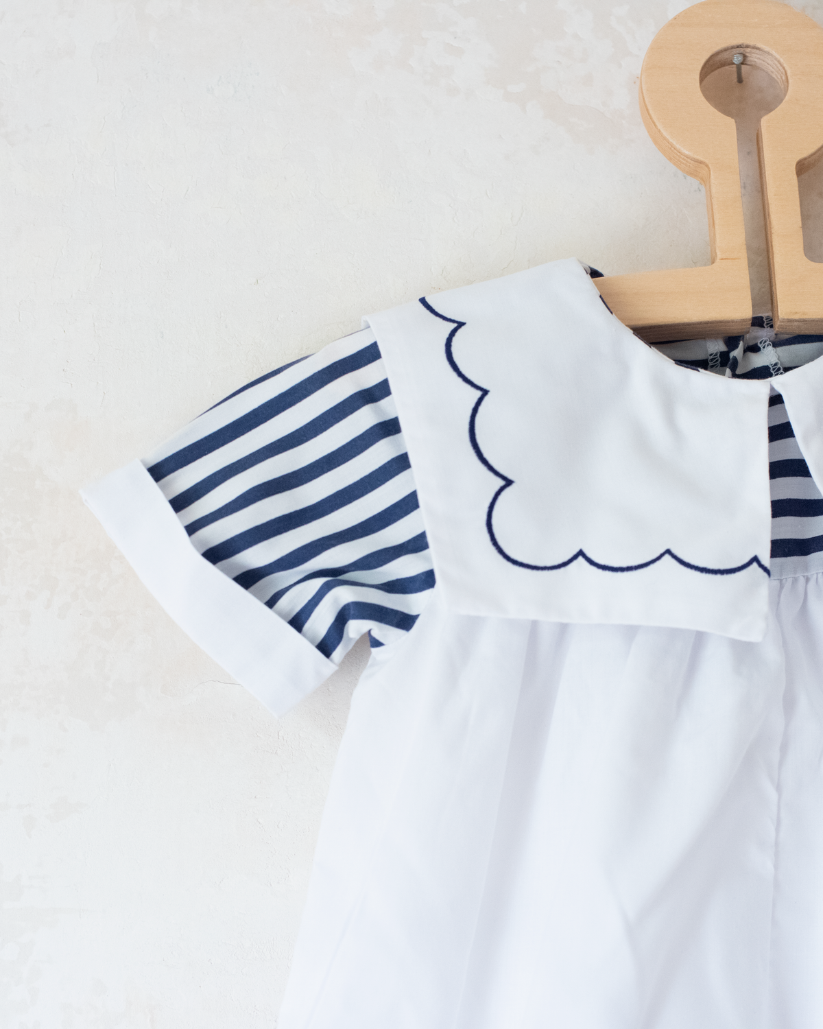 Sailor overalls with stripes and embroidery | 3-6 months