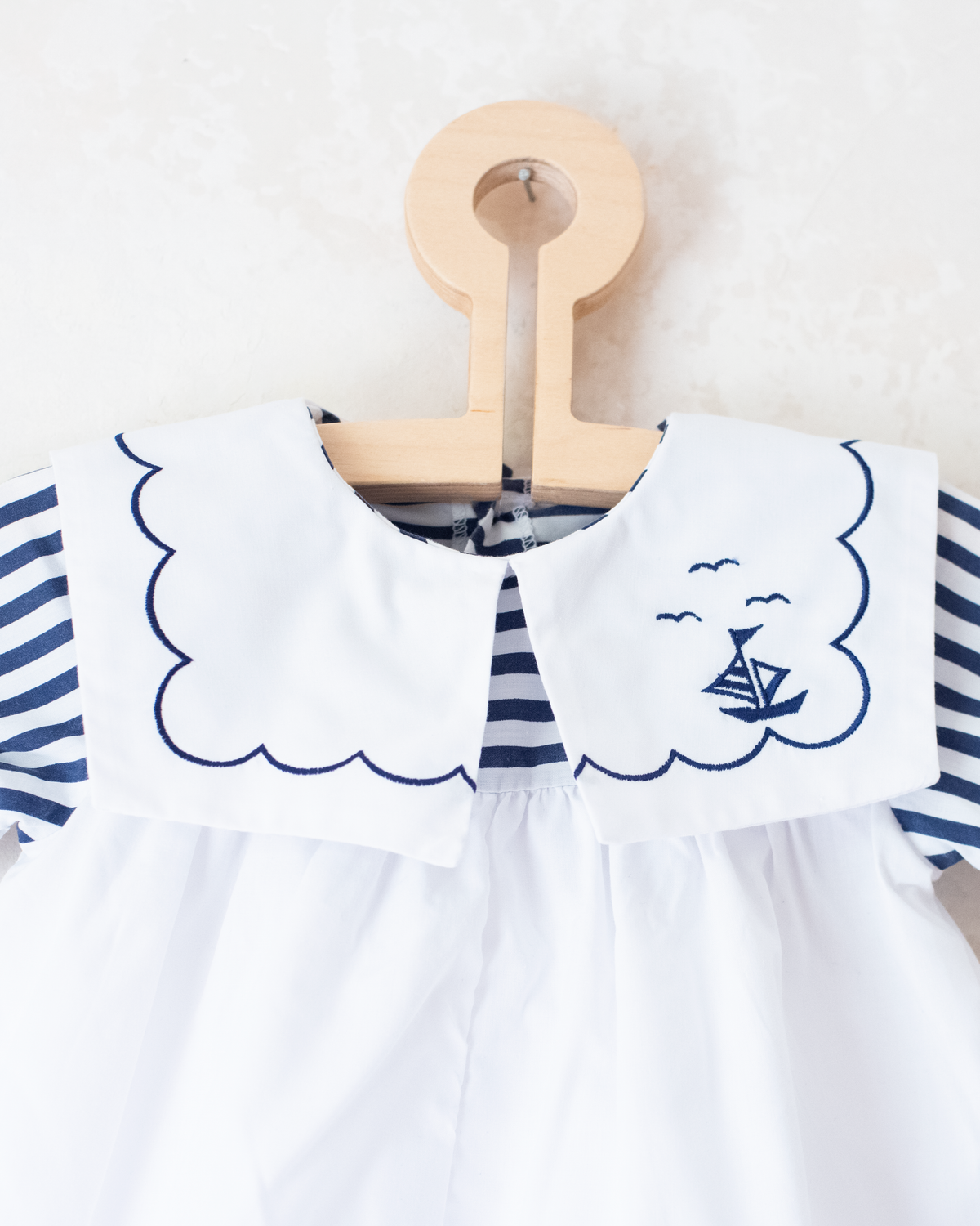 Sailor overalls with stripes and embroidery | 3-6 months