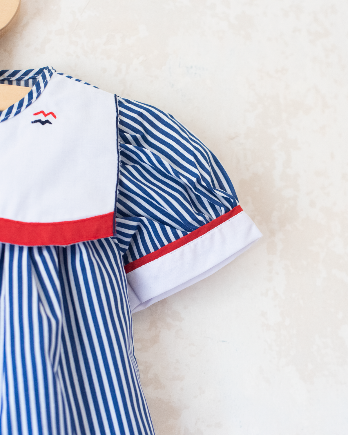 Striped dress with sailboat | French deadstock | 9-12 months