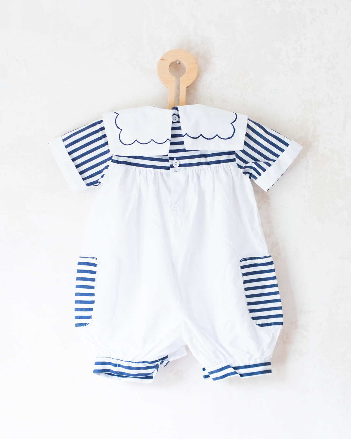 Sailor overalls with stripes and embroidery | 3-6 months