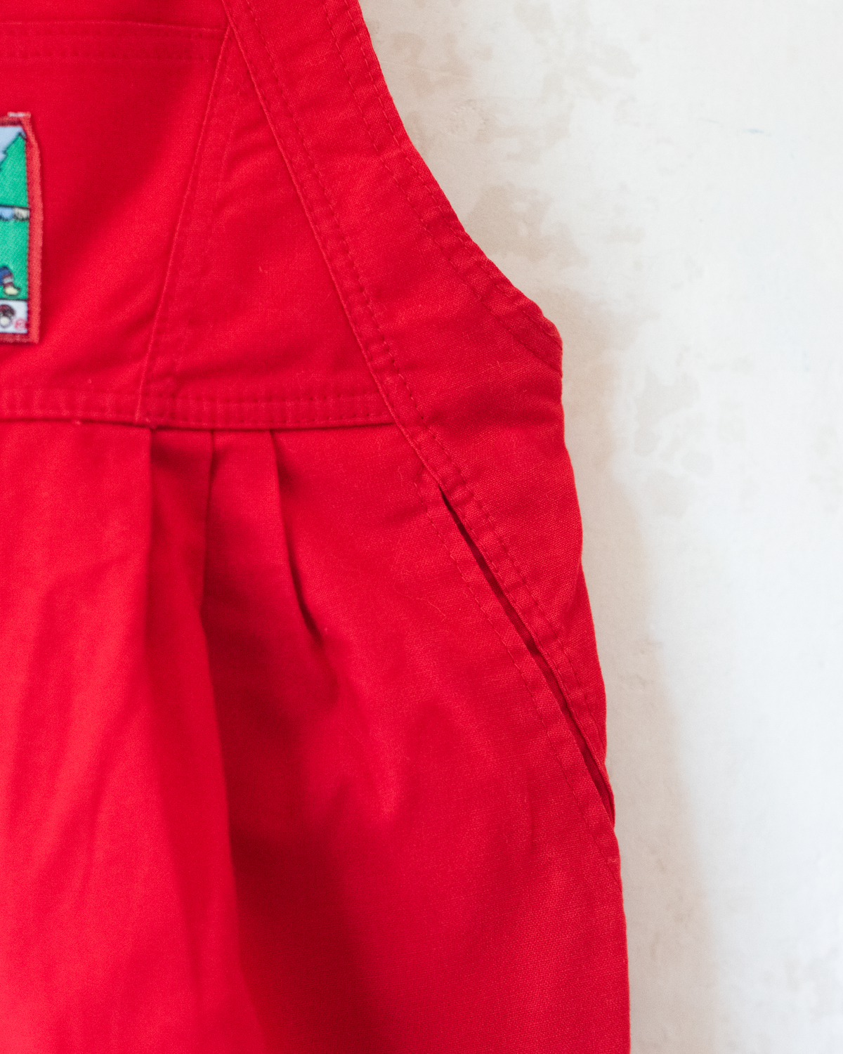 Red overalls with forest mushrooms | 12-18 months