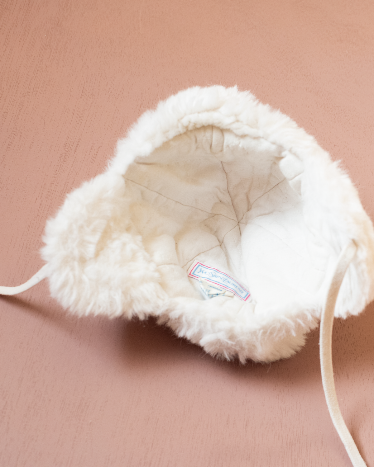 White fur hat by Yves Saint Laurent | 6-12 months