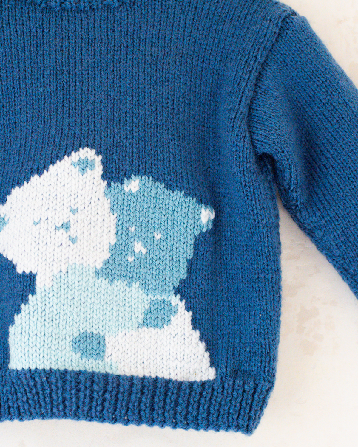 Blue woolen sweater with hugging bears | 12-18 months