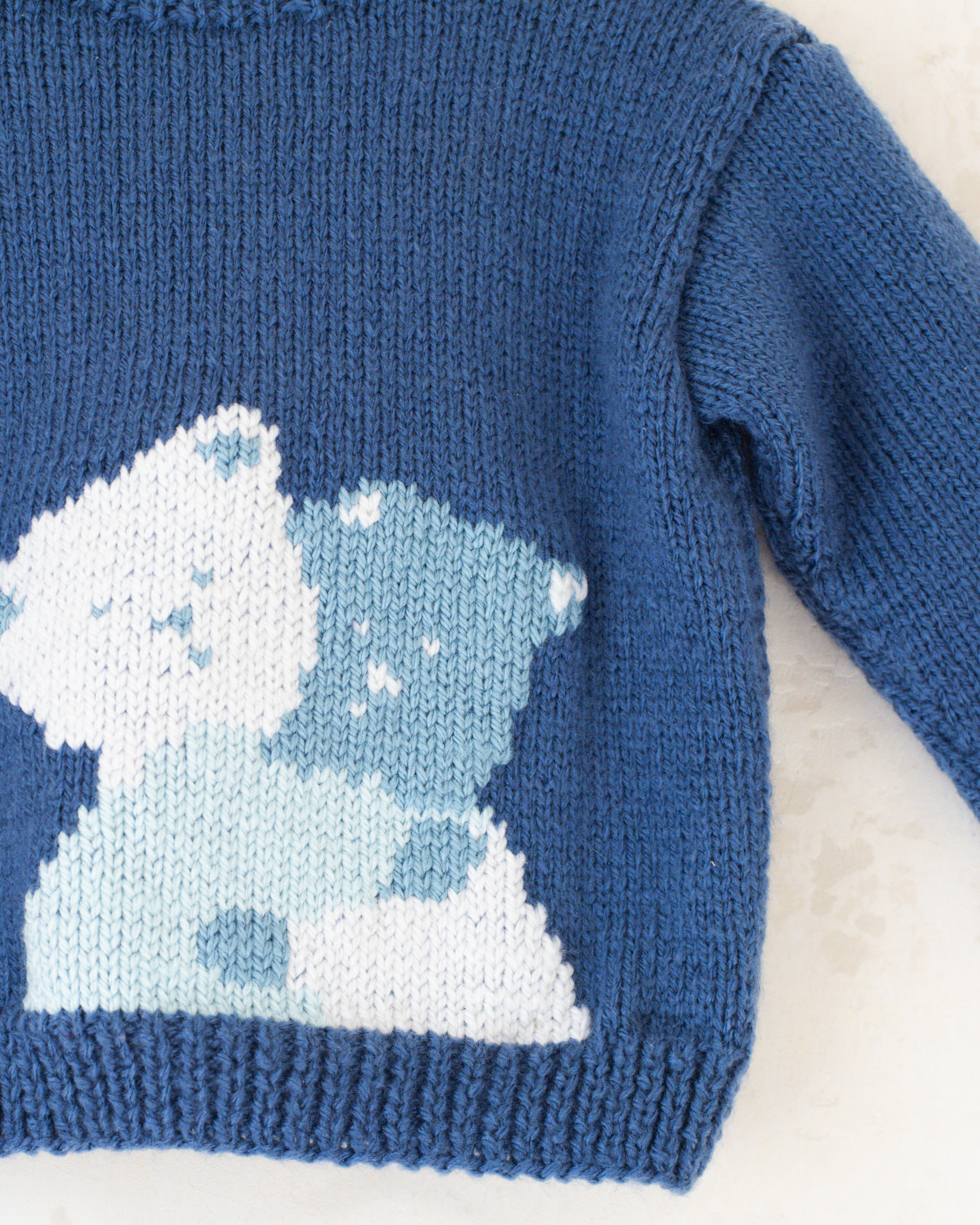 סוודר צמר כחול עם דובים מתחבקים | 12-18 חודשים