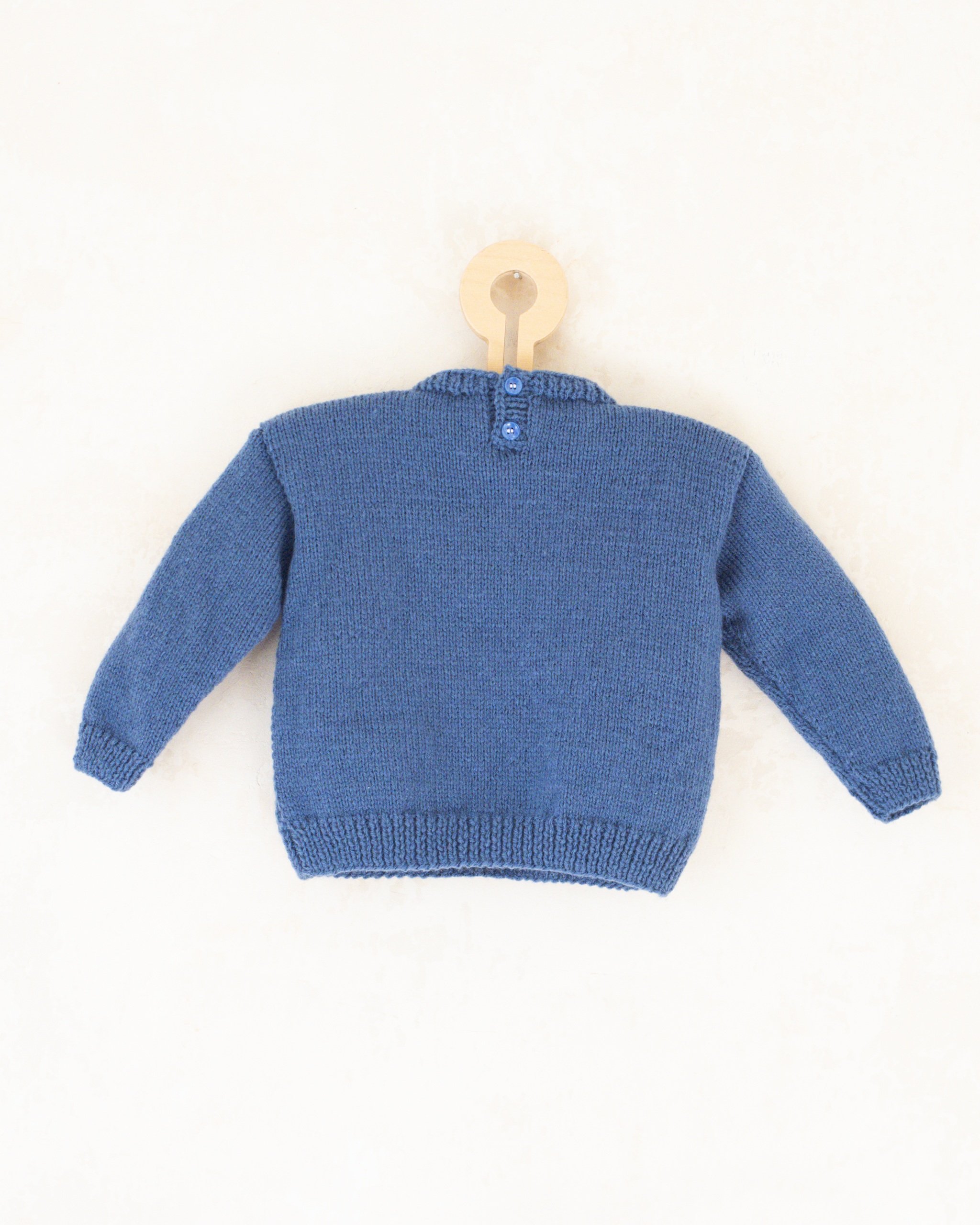 סוודר צמר כחול עם דובים מתחבקים | 12-18 חודשים