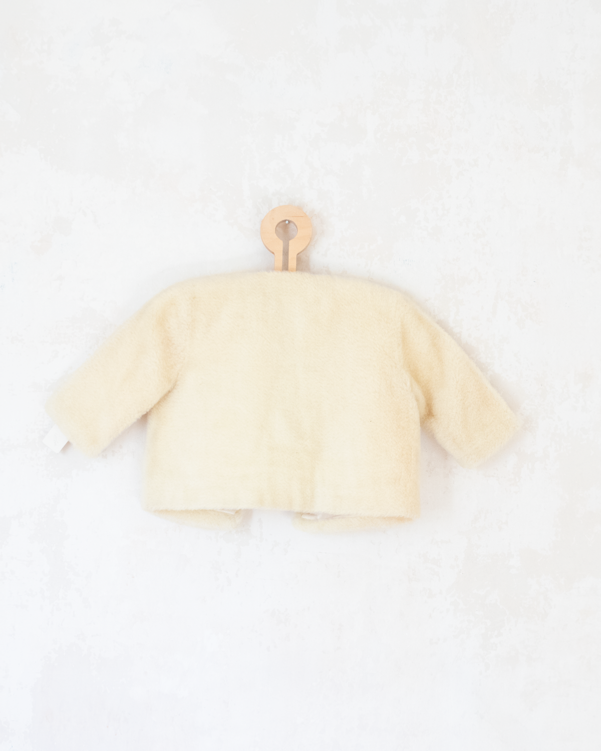 Furry cardigan with embroidered duck | Belgian deadstock from the 70s | 12-18 months