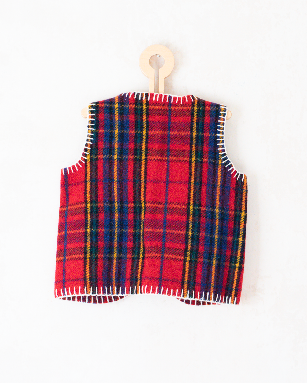 Colorful Upcycled Plaid Wool Vest | 4-5 years