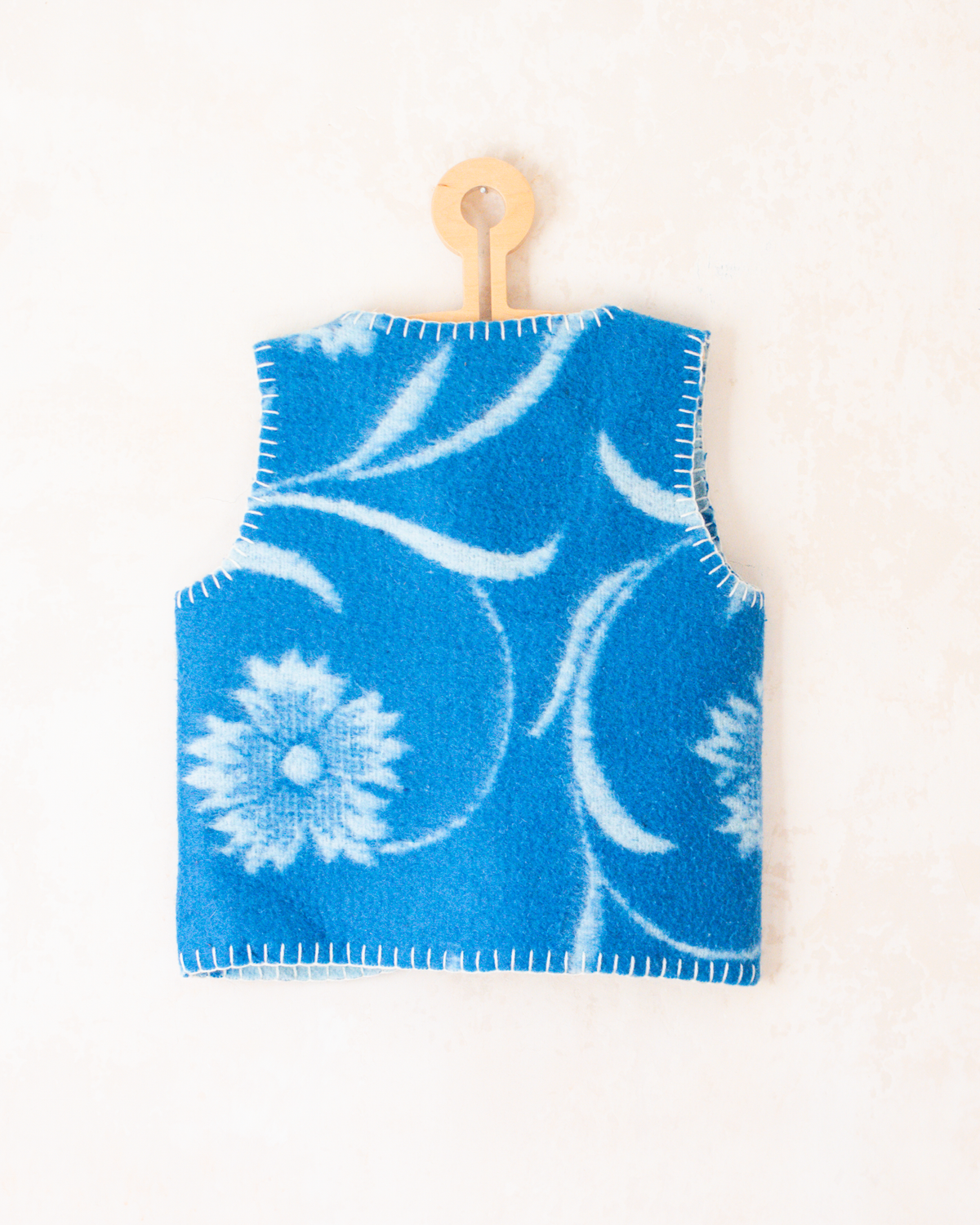 Blue floral upcycled wool vest | 3-4 years