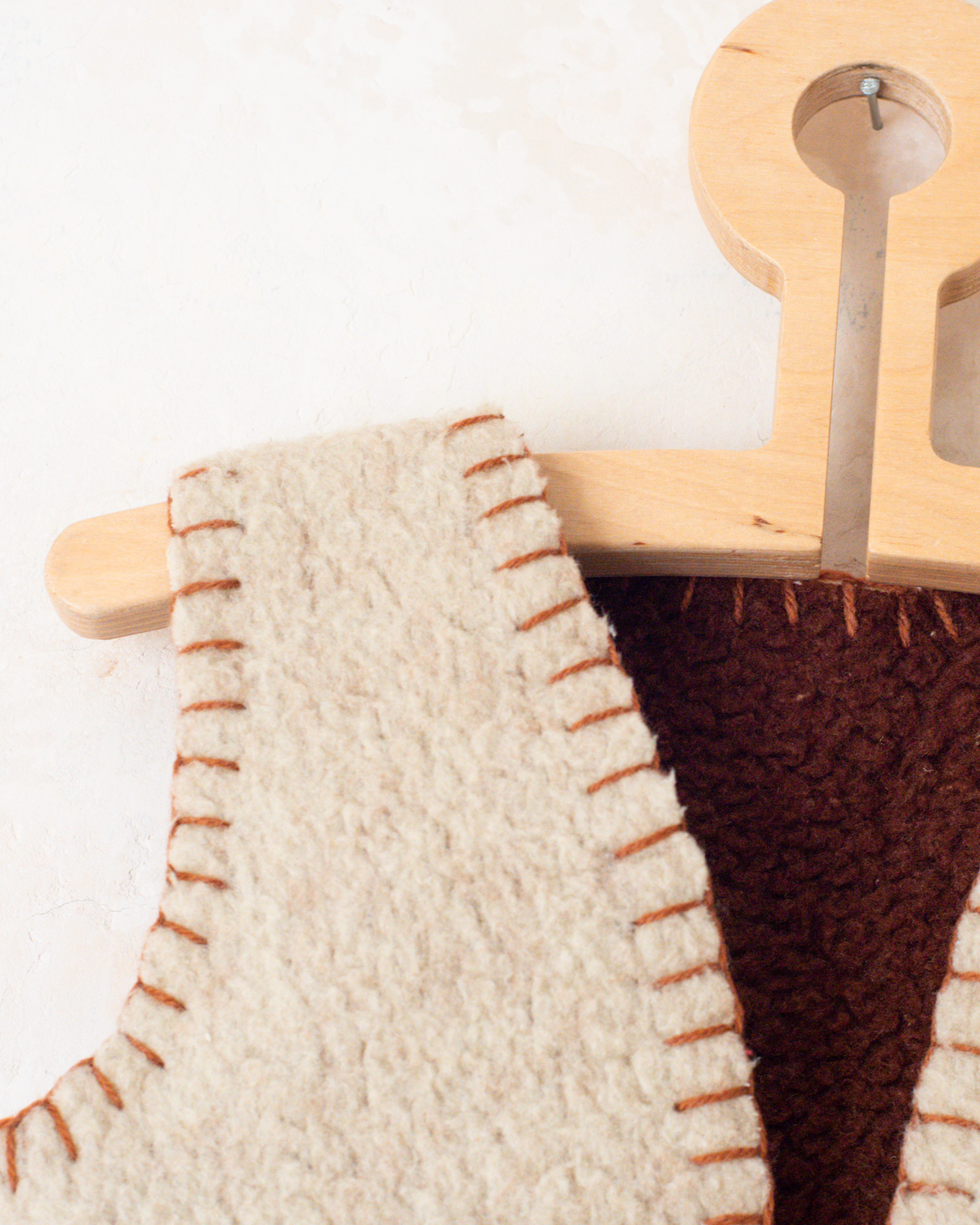 Upcycled beige wool vest with flowers | 9-12 months