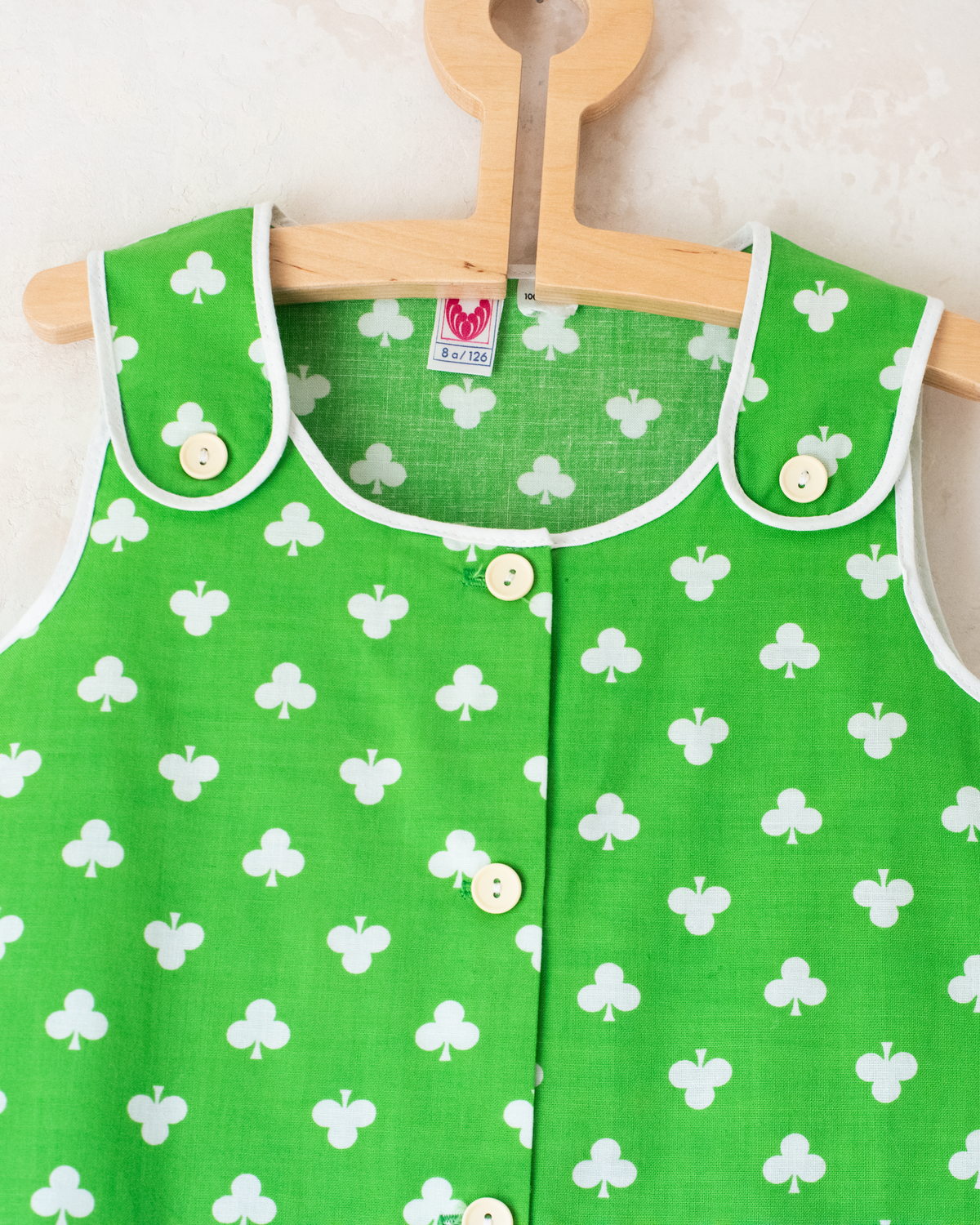 Green dress with shamrocks | French deadstock from the 70s | 4-5 years