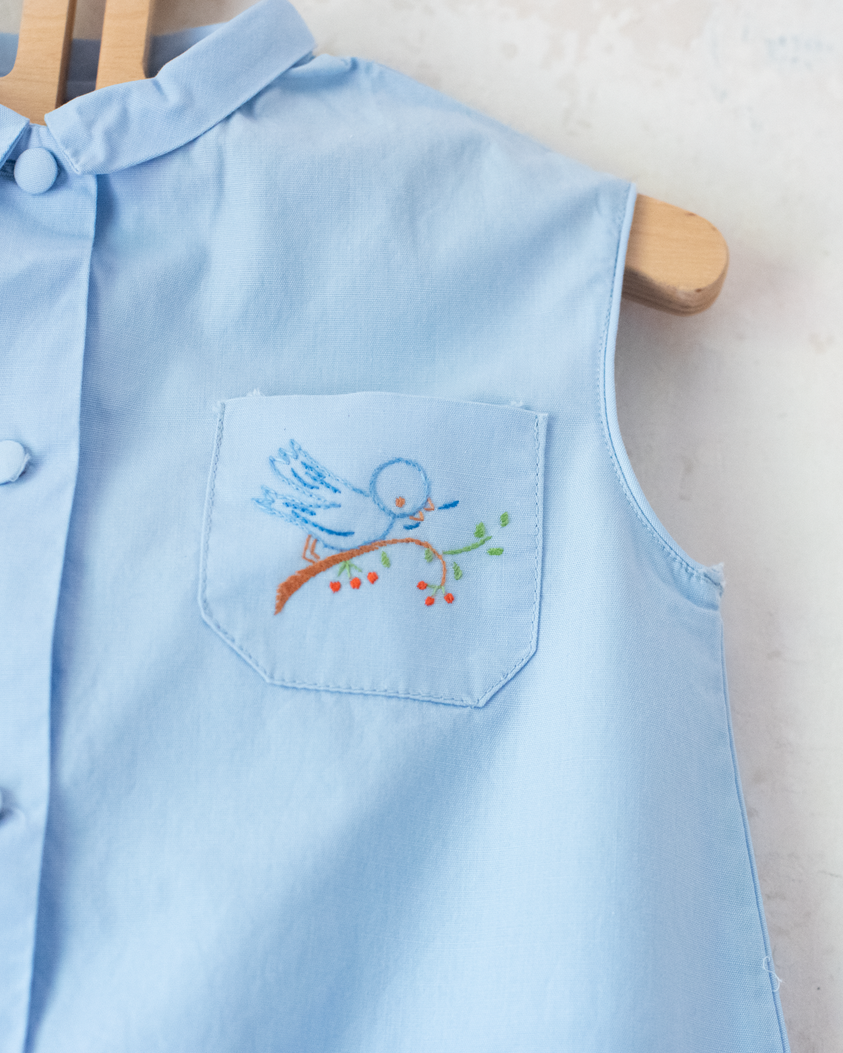 Light blue dress with bird embroidery | 9-12 months