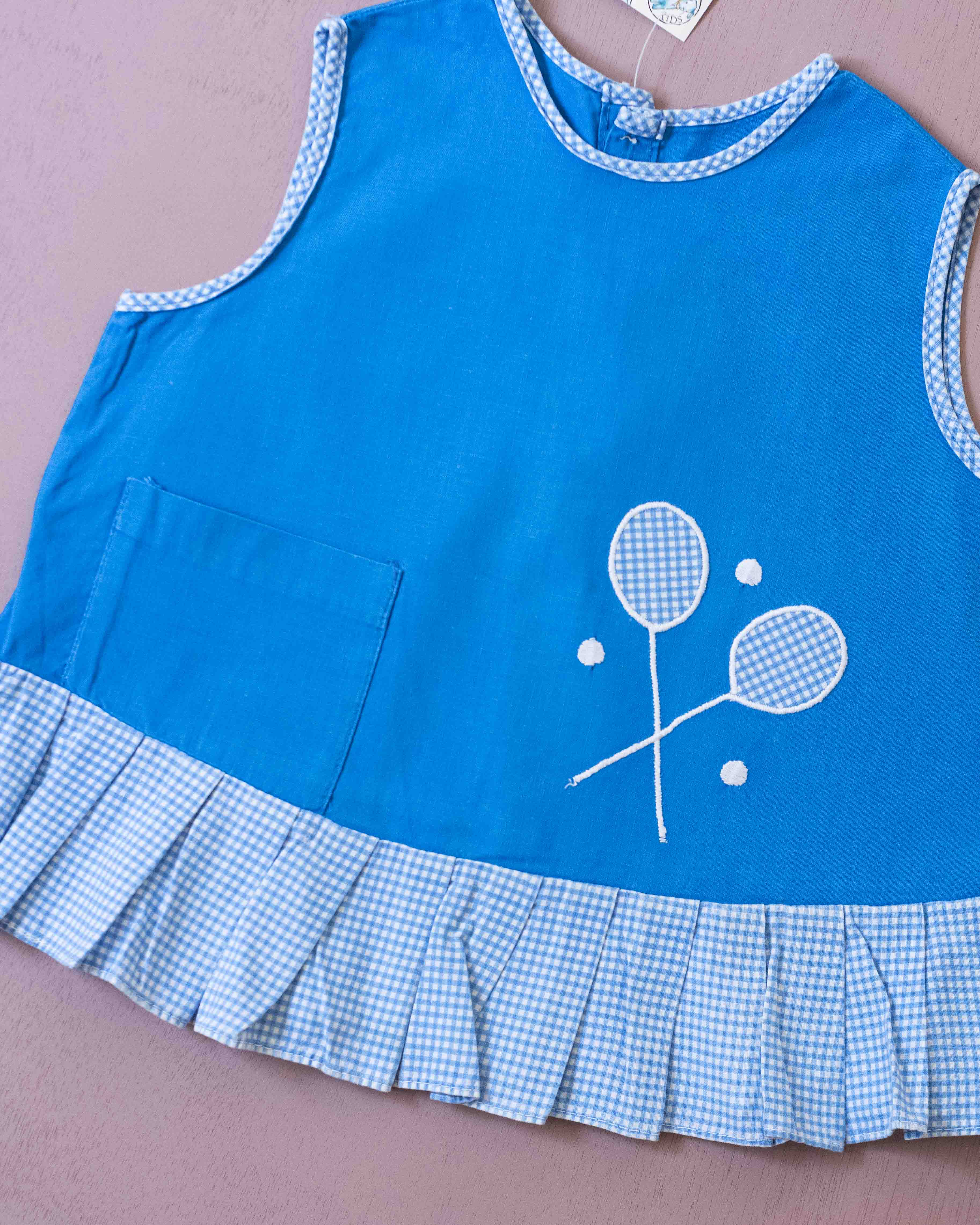 טוניקה כחולה מהסבנטיז עם מחבטי טניס | 9-12 חודשים