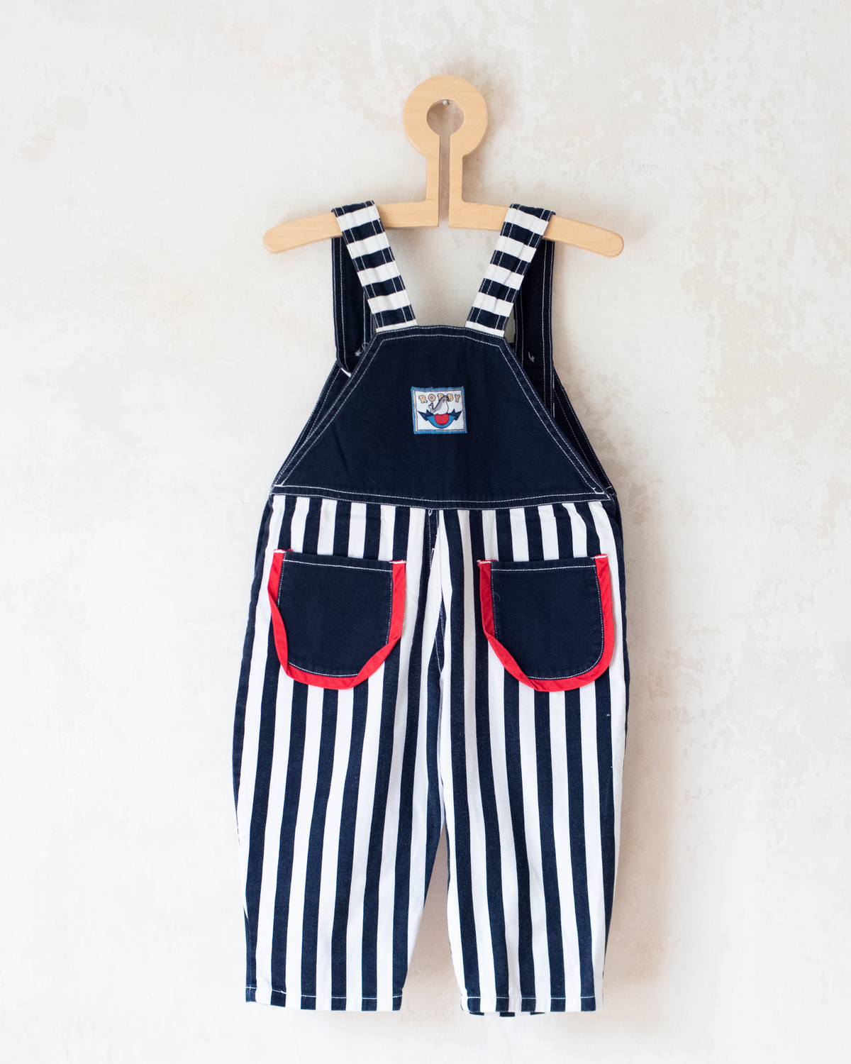 Striped overalls with seal prints | 12-18 months