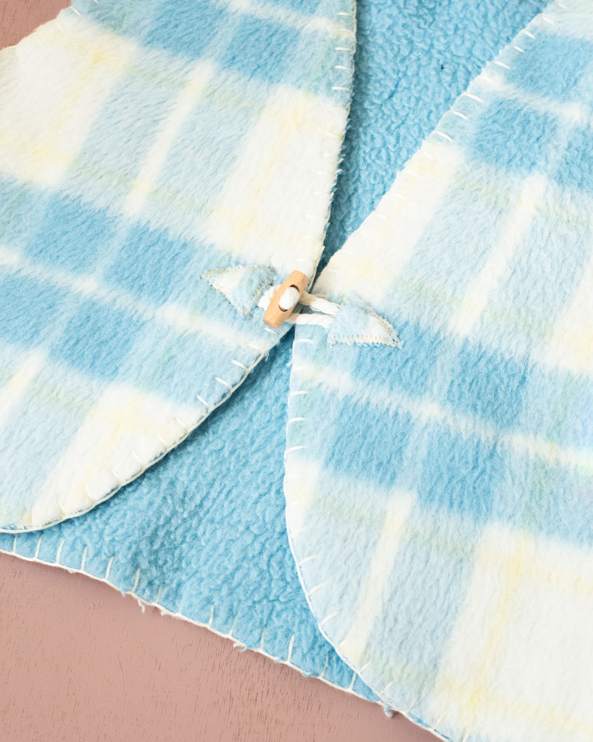 Upcycled Checkered Light Blue Wool Vest | 4-5 Years