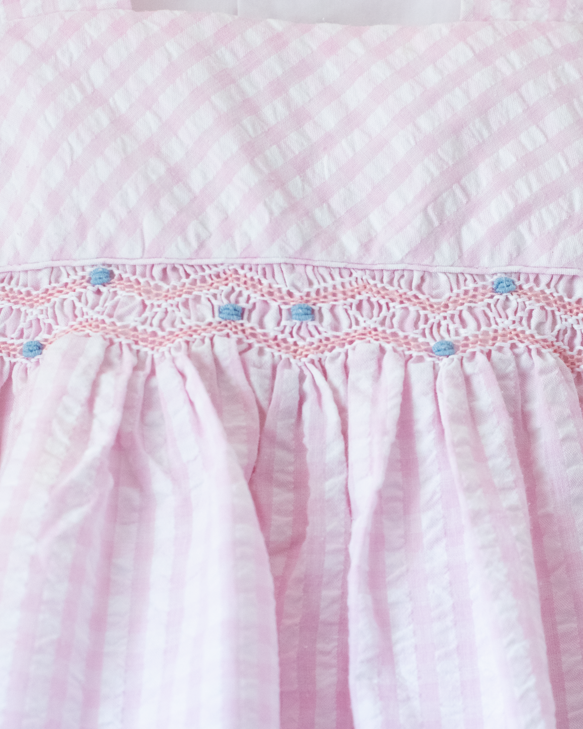 Pink plaid dress with ruffle embroidery | 9-12 months