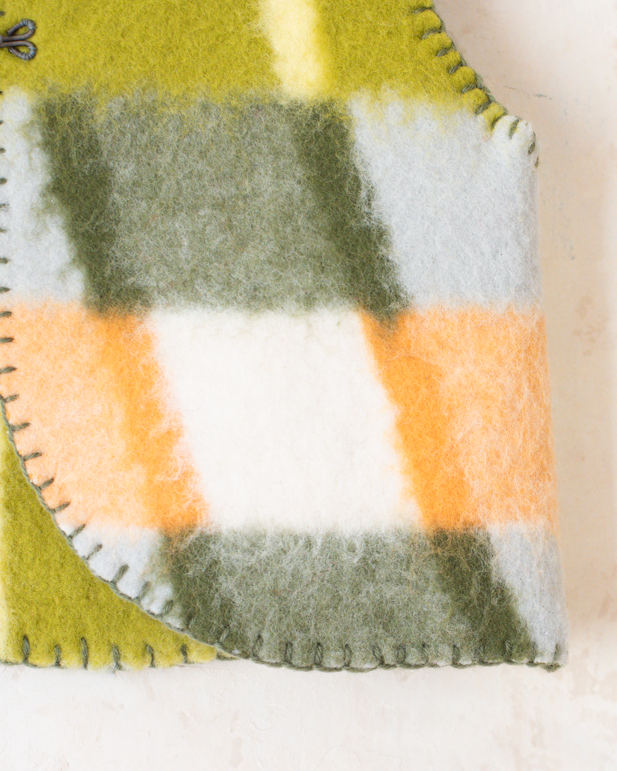 Green plaid upcycled wool vest | 4-5 years