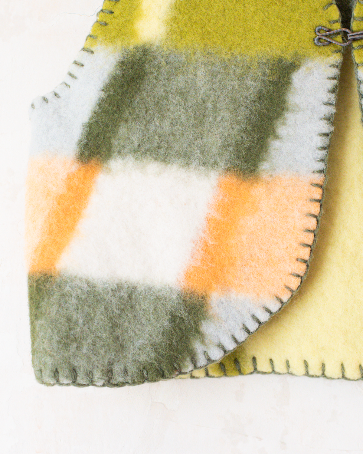 Green plaid upcycled wool vest | 4-5 years