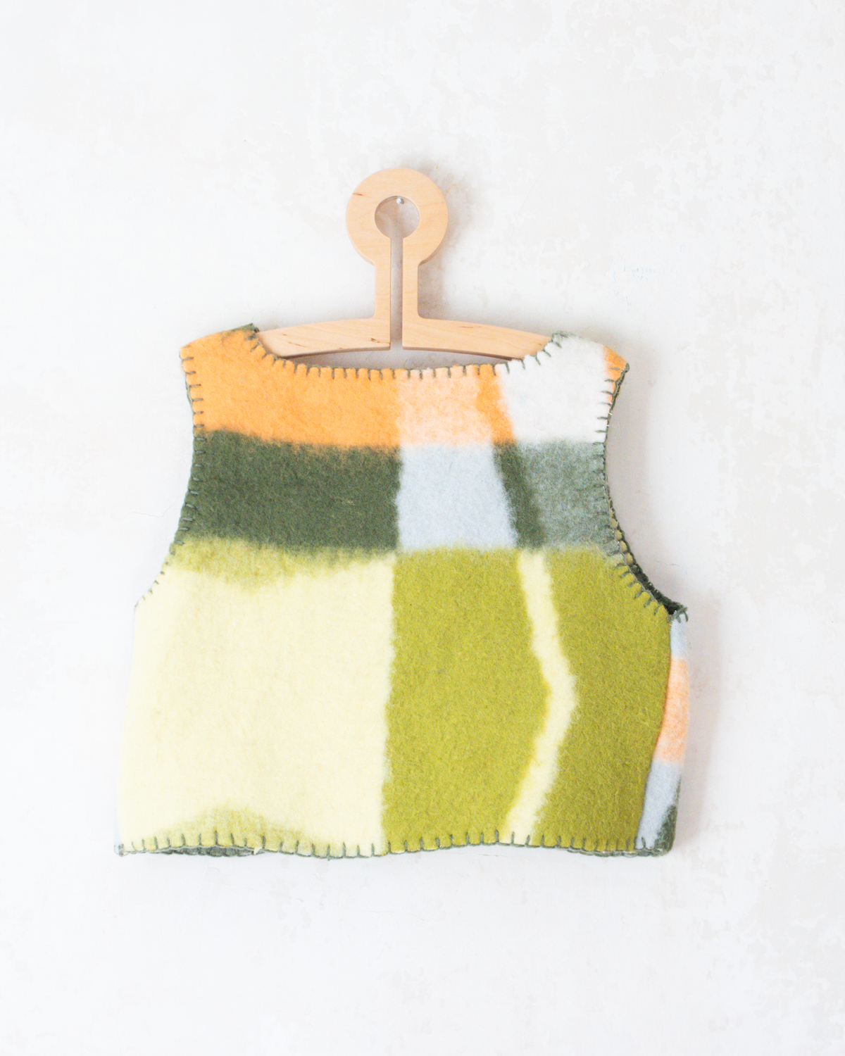 Green plaid upcycled wool vest | 4-5 years