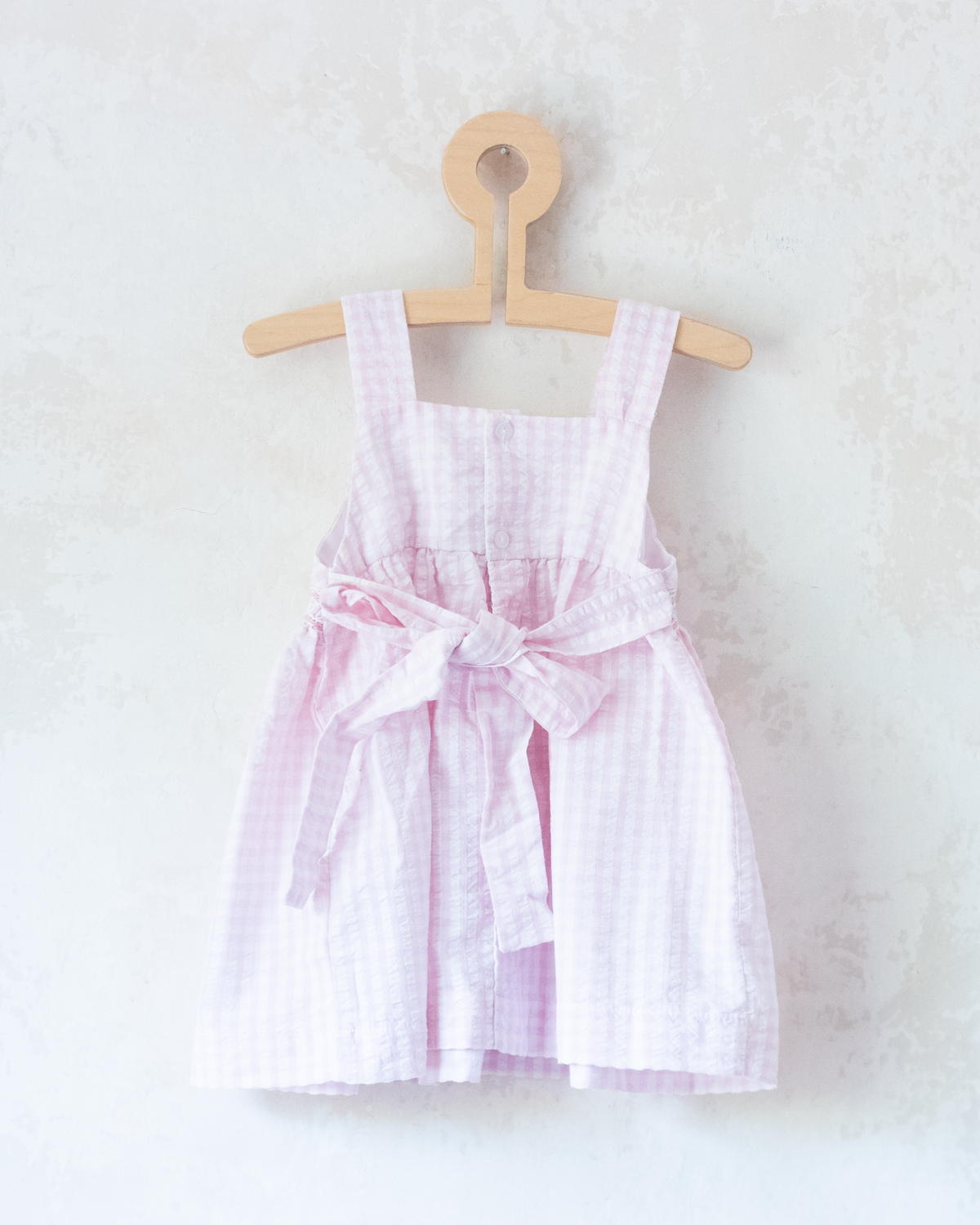 Pink plaid dress with ruffle embroidery | 9-12 months