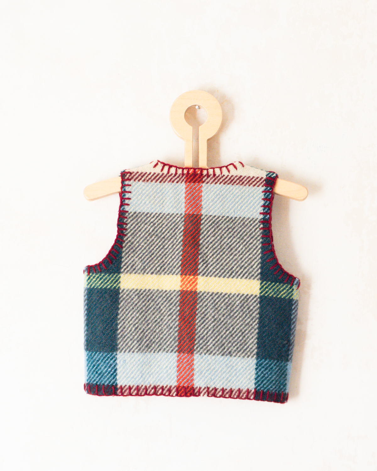 Upcycled Wool Vest with Colorful Plaids | 9-12 Months