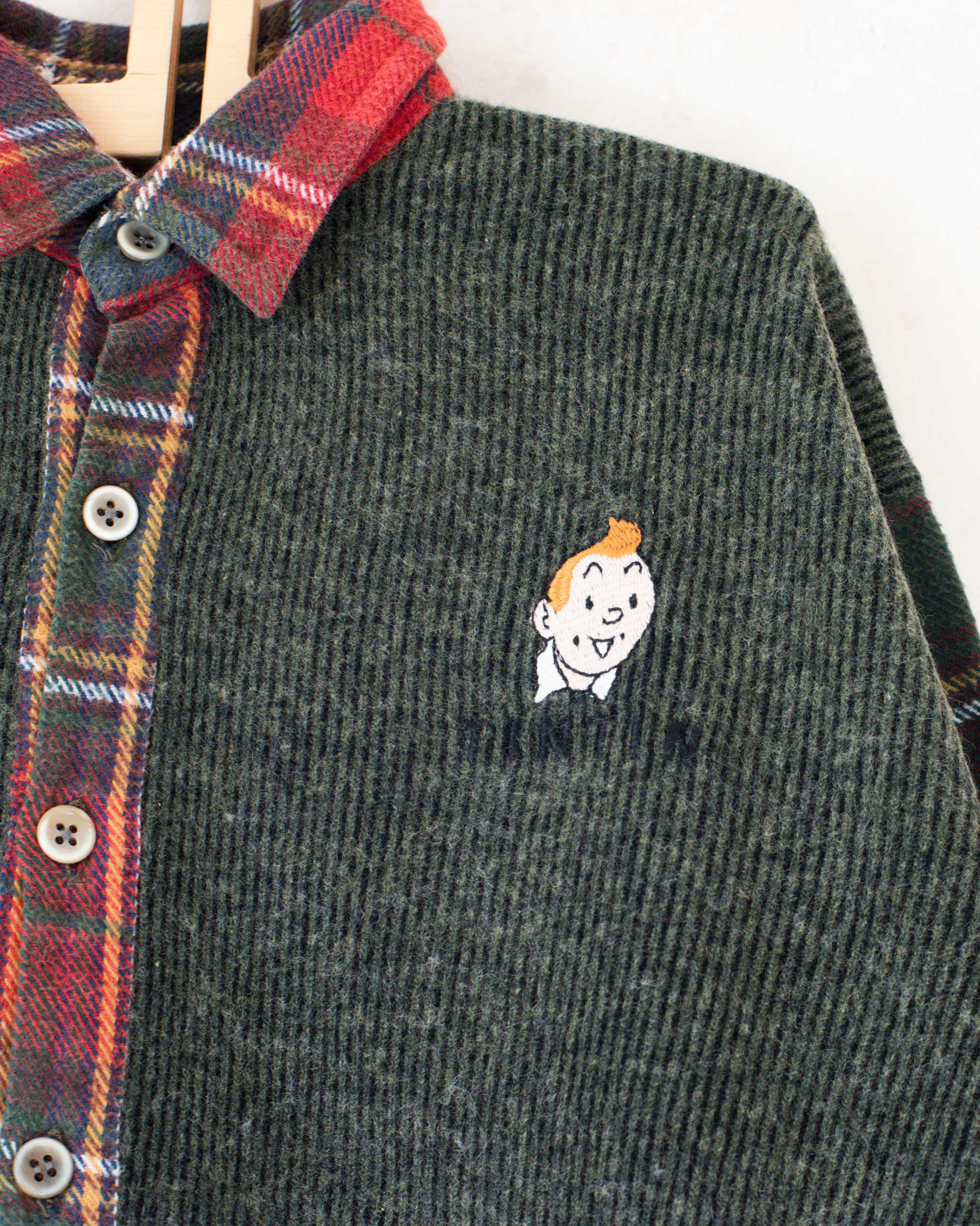 חולצה משובצת עם צמר ורקמות של טינטין | 5-6 שנים