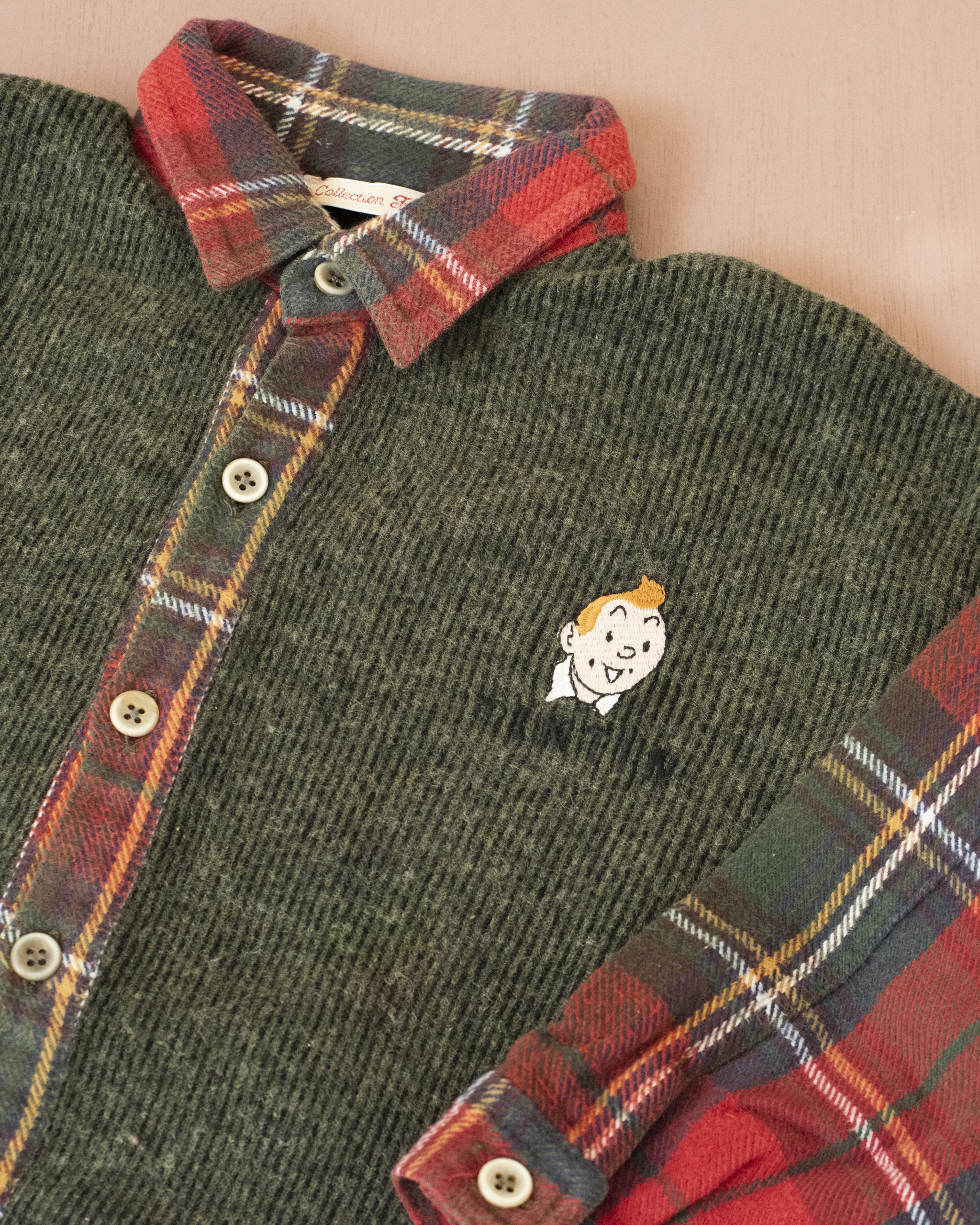 חולצה משובצת עם צמר ורקמות של טינטין | 5-6 שנים