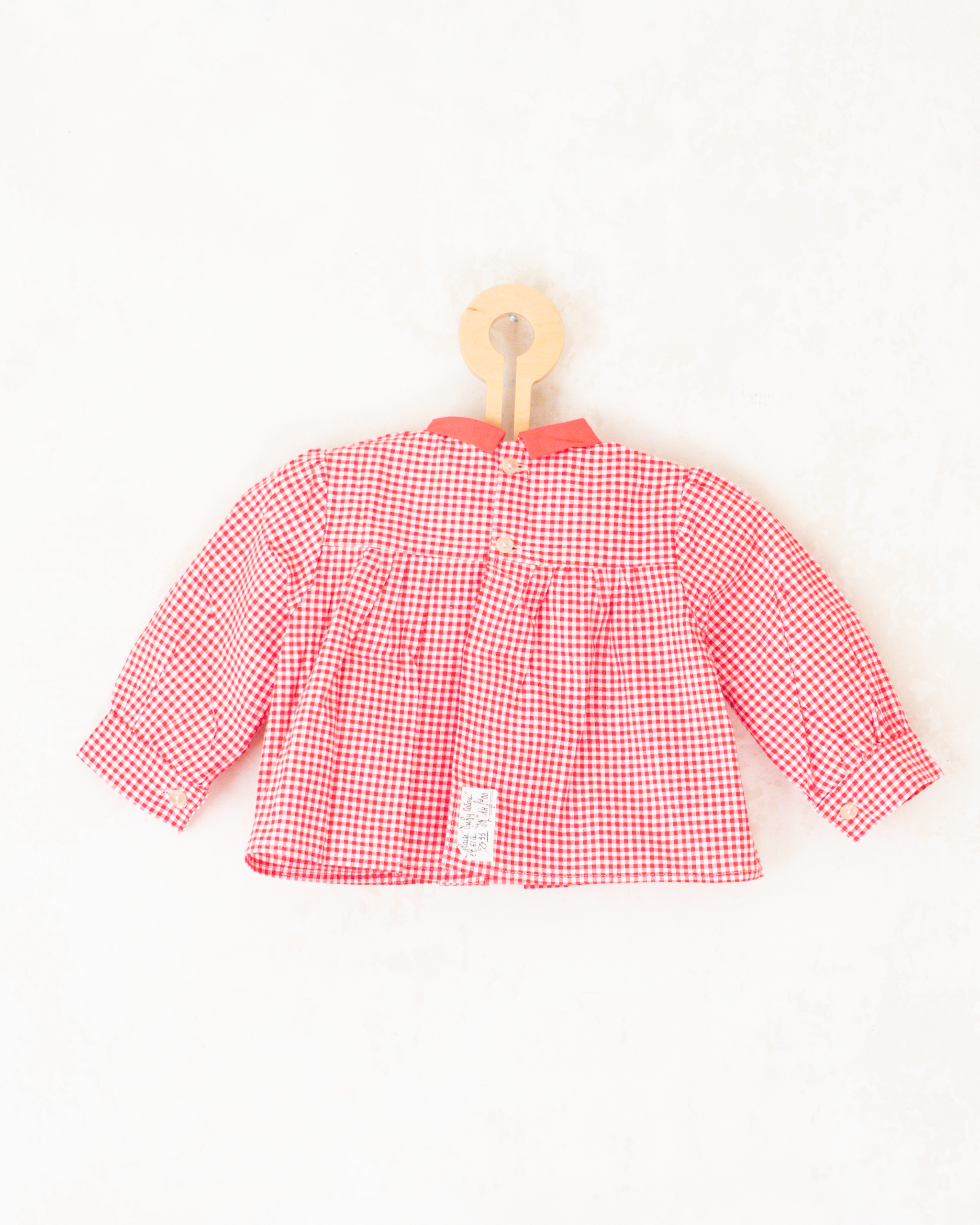 חולצה משובצת עם כלבים בכיסים | דד סטוק צרפתי מהסיקסטיז | 12-18 חודשים