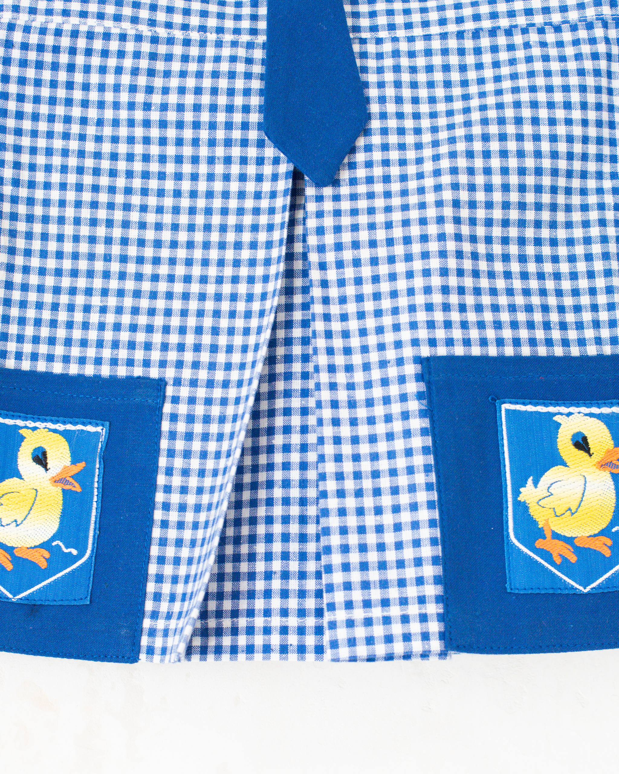 חולצה משובצת עם ברווזים בכיסים | דד סטוק צרפתי מהסיקסטיז | 12-18 חודשים