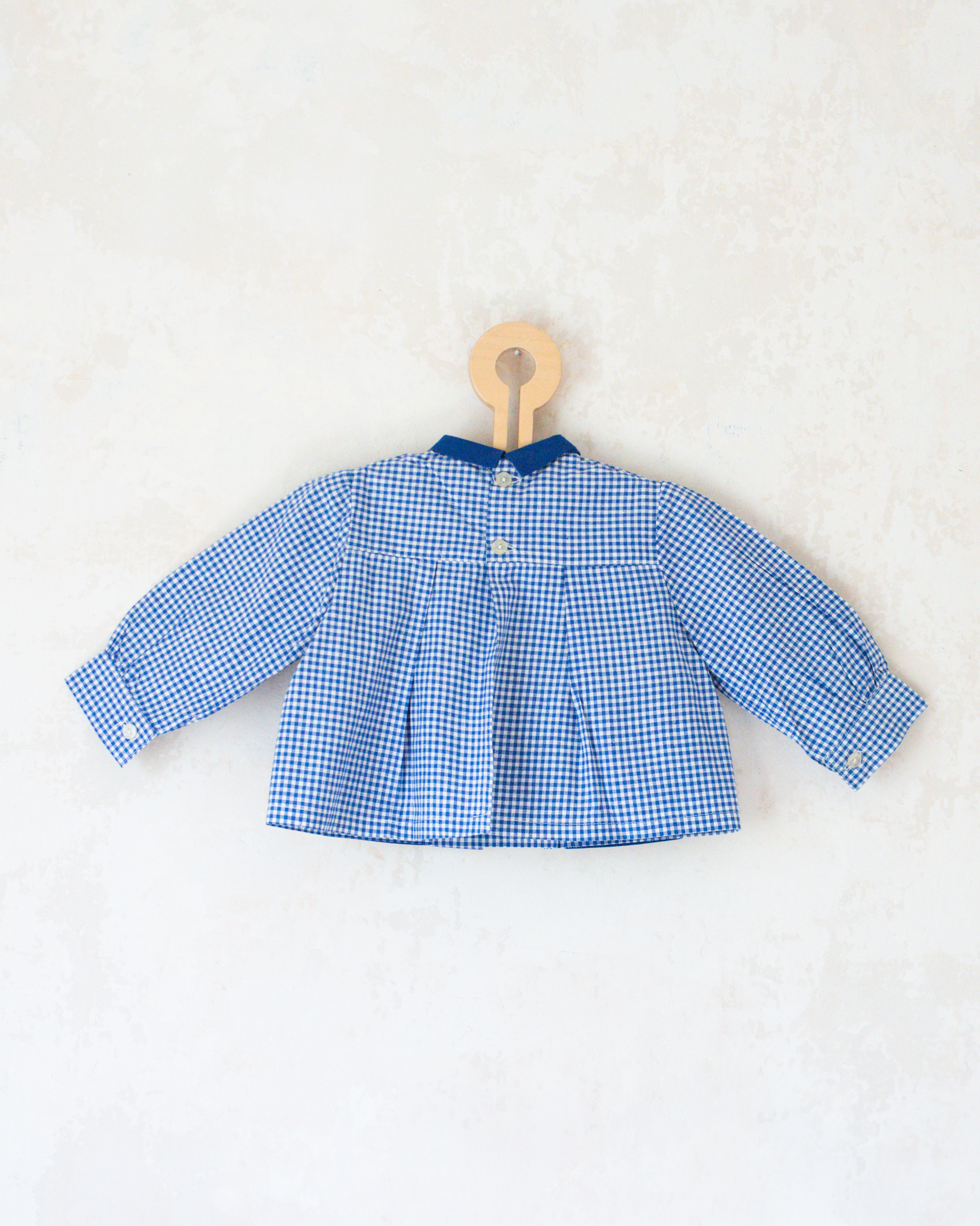 חולצה משובצת עם ברווזים בכיסים | דד סטוק צרפתי מהסיקסטיז | 12-18 חודשים