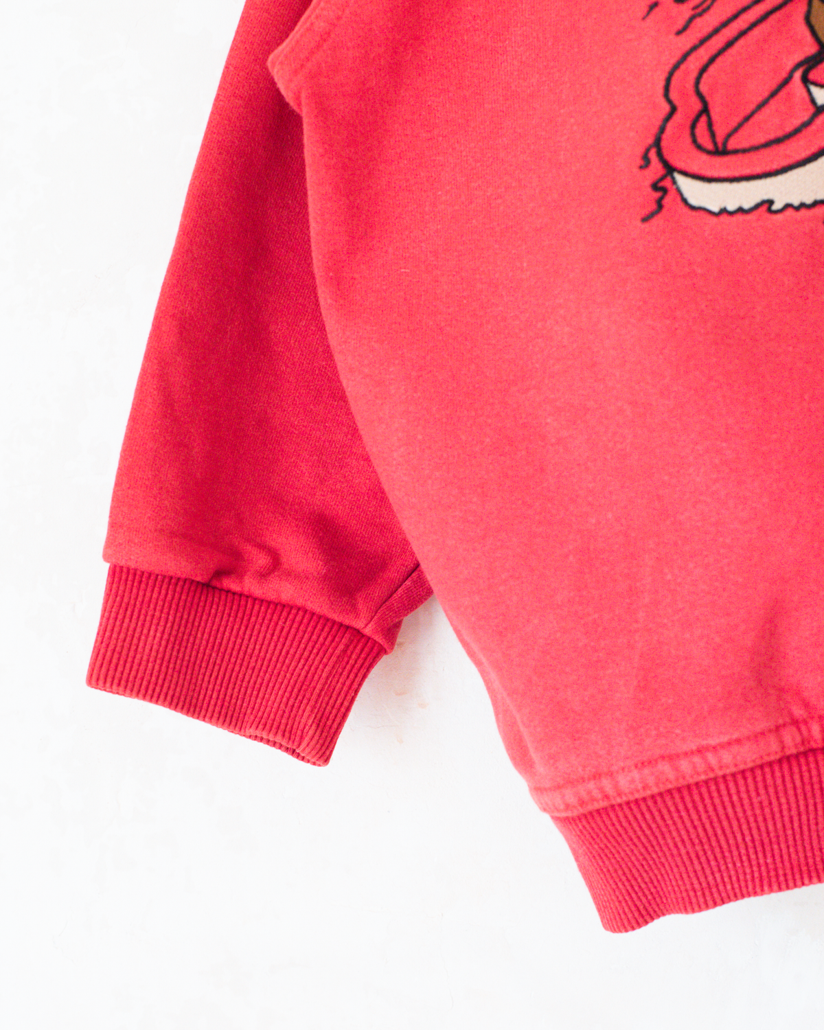 Red sweatshirt with Tintin and Snowy embroidery | 5-6 years